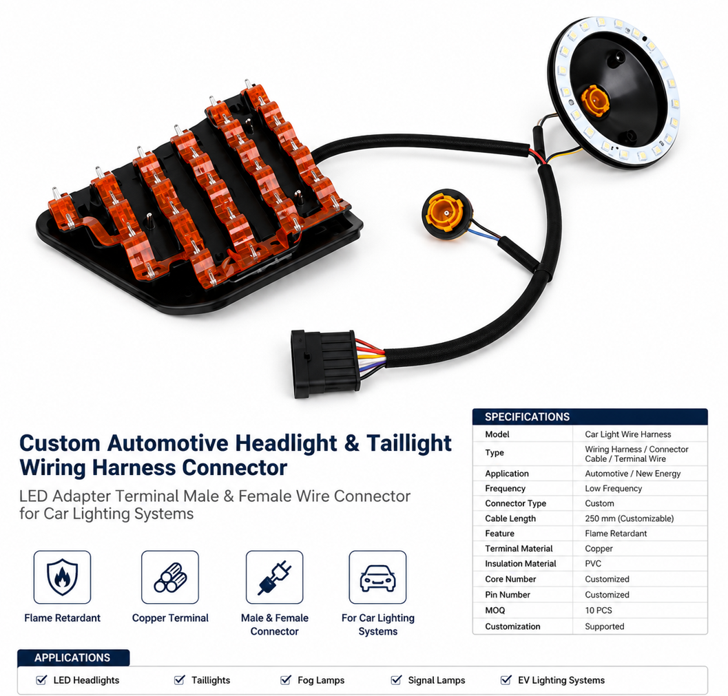 Connecteur de phare sur mesure avec adaptateur LED et contact mâle / femelle
