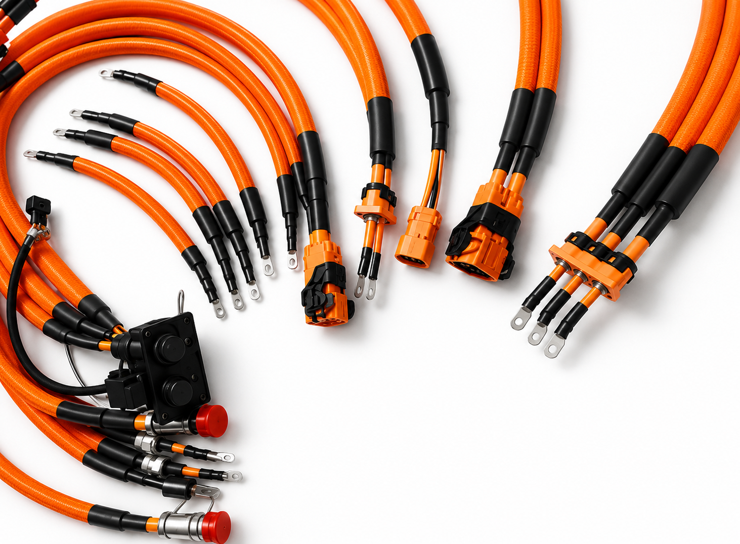 Long câble de puissance HT principal XLPE orange avec cosses à œillet 4 couleurs