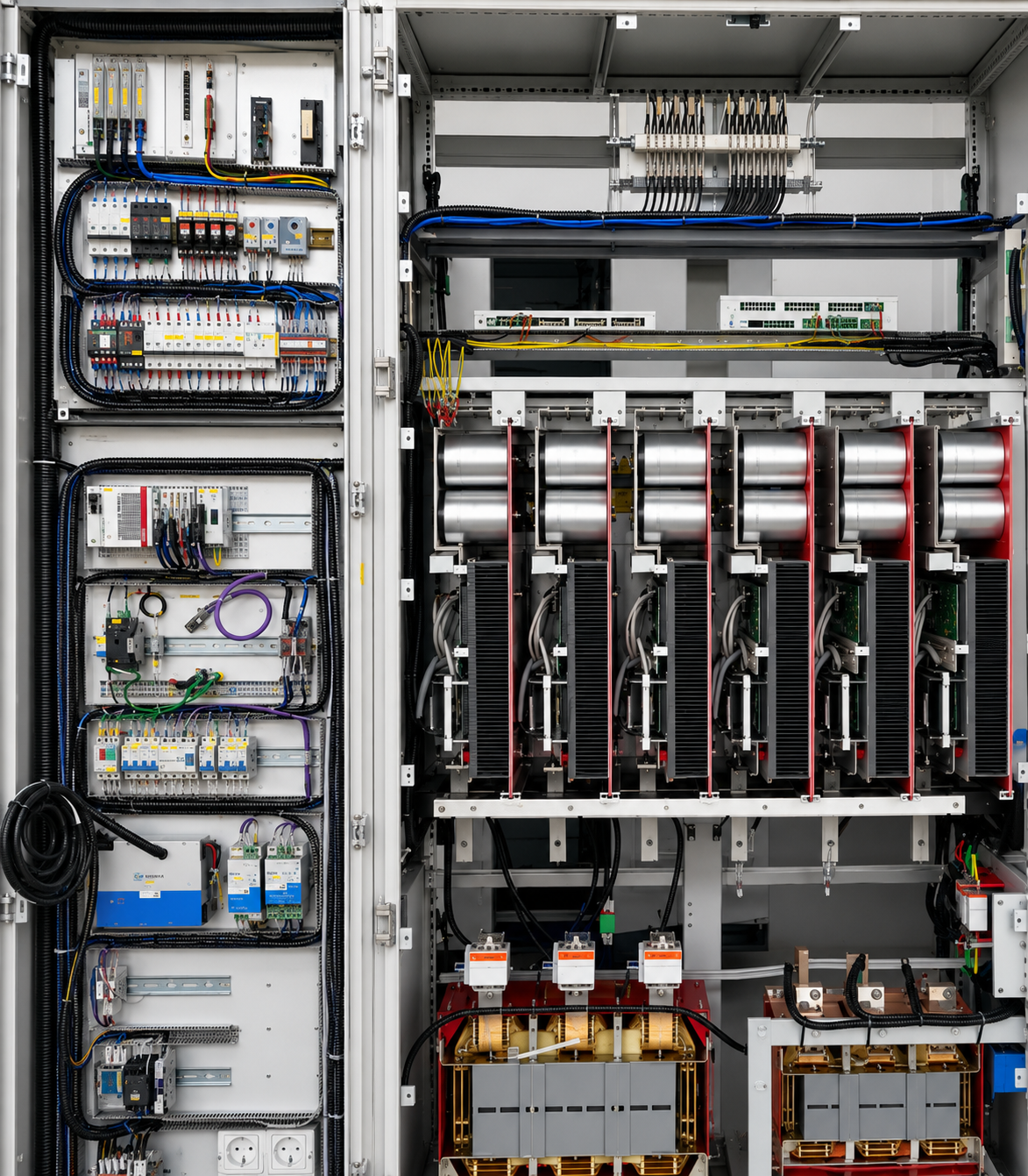 Installation en armoire de stockage d'énergie — système de stockage par batterie avec câbles HT
