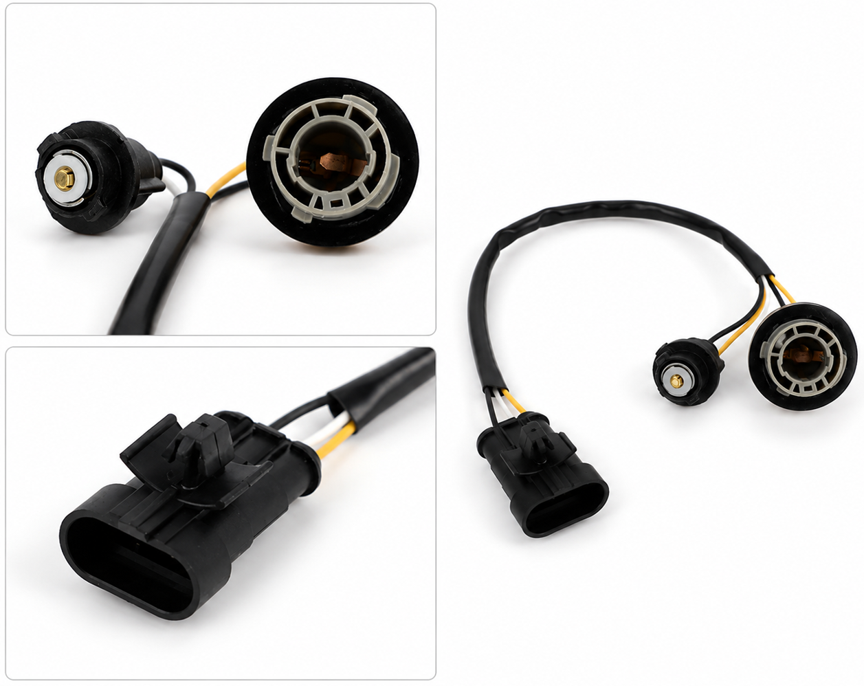 Connecteur AMP noir avec douille de lampe jaune
