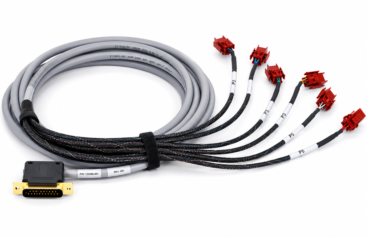 Faisceau signal DB25 vers six connecteurs HRS